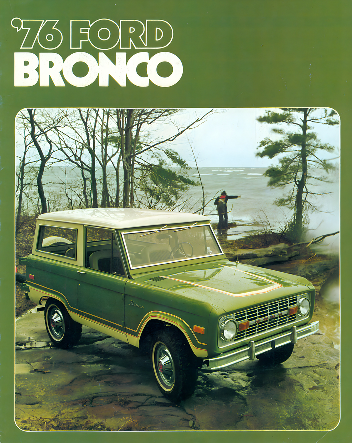 Classic Green Ford Bronco Print - Vintage 1970s Automotive Poster