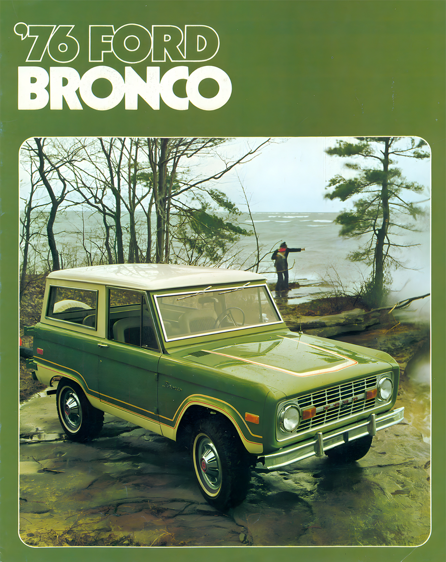 Classic Green Ford Bronco Print - Vintage 1970s Automotive Poster