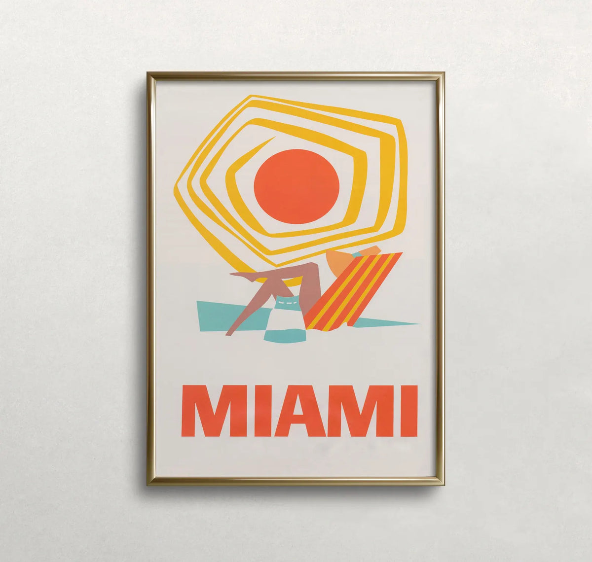 Vintage Miami Beach Poster Mid Century Modern Sun & Summer Wall Art Print