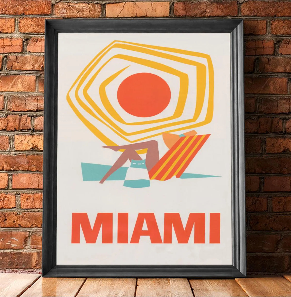 Vintage Miami Beach Poster Mid Century Modern Sun & Summer Wall Art Print