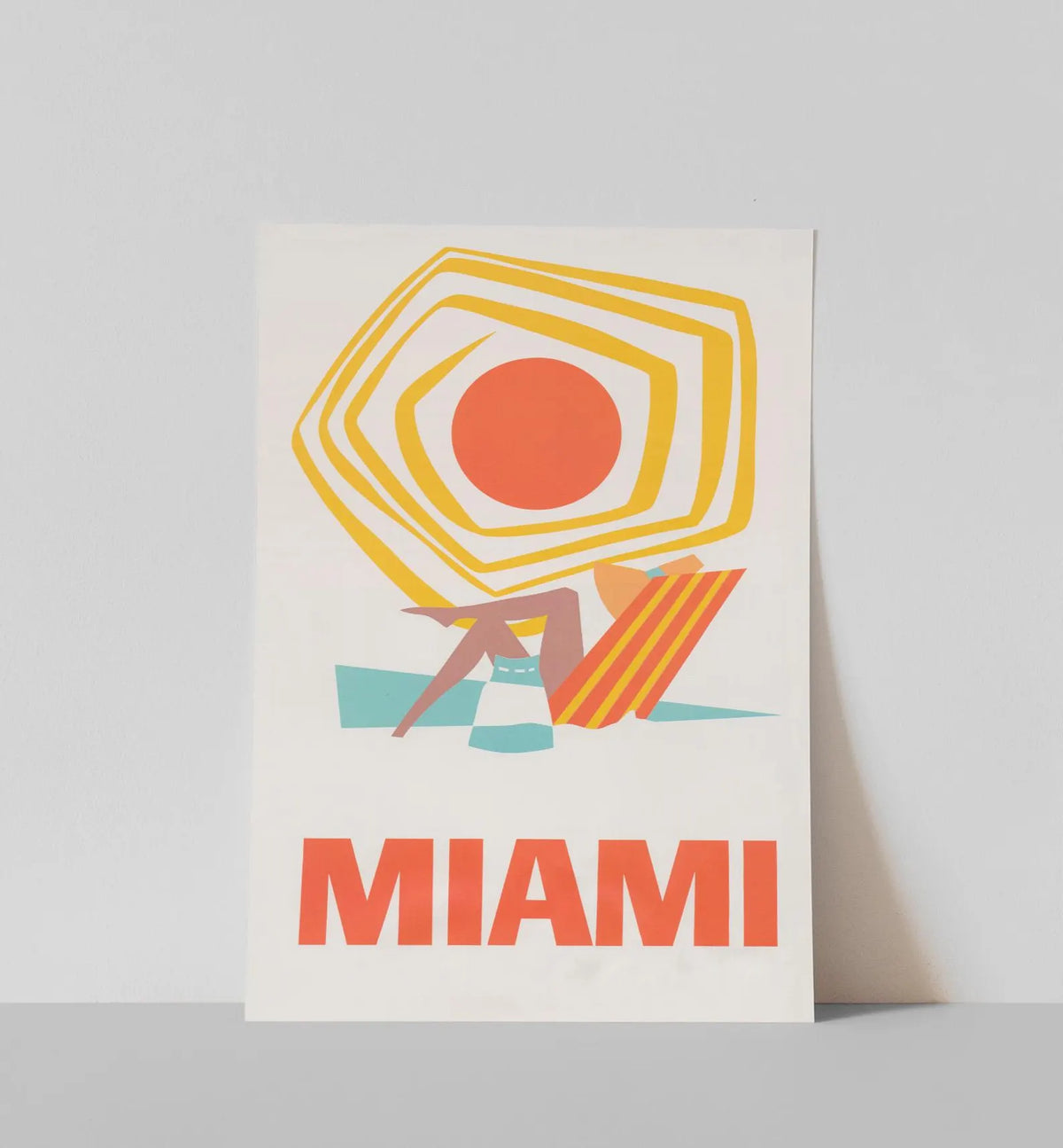 Vintage Miami Beach Poster Mid Century Modern Sun & Summer Wall Art Print