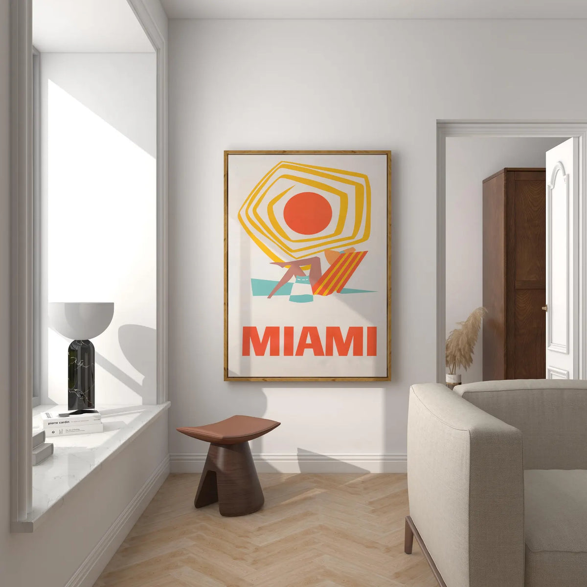 Vintage Miami Beach Poster Mid Century Modern Sun & Summer Wall Art Print