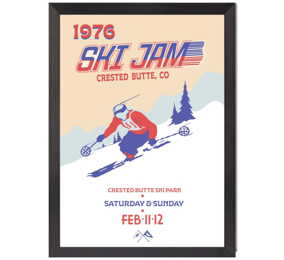 Retro Ski Resort Wall Art Vintage Crested Butte CO Ski Jam 1976 Print