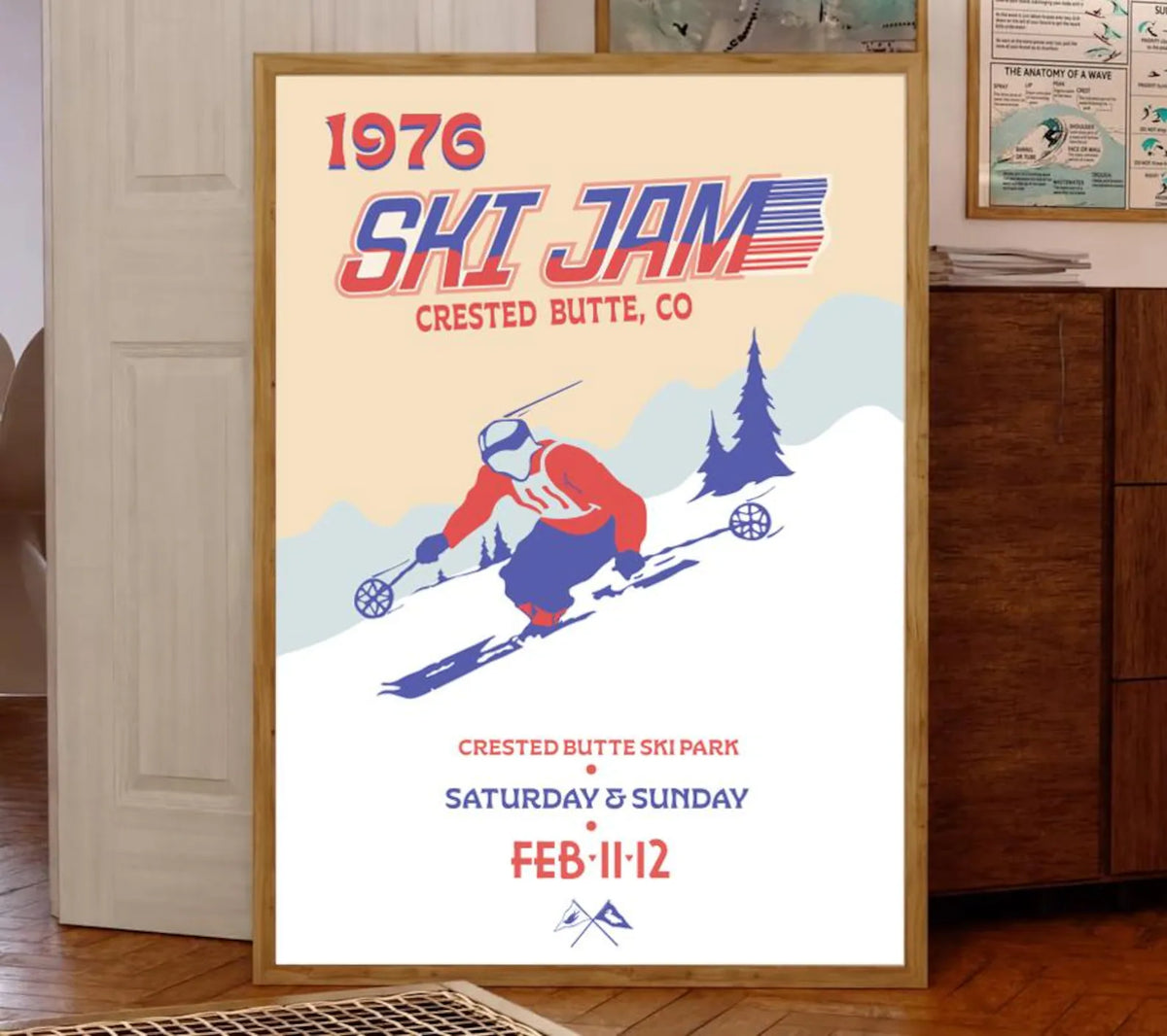 Retro Ski Resort Wall Art Vintage Crested Butte CO Ski Jam 1976 Print