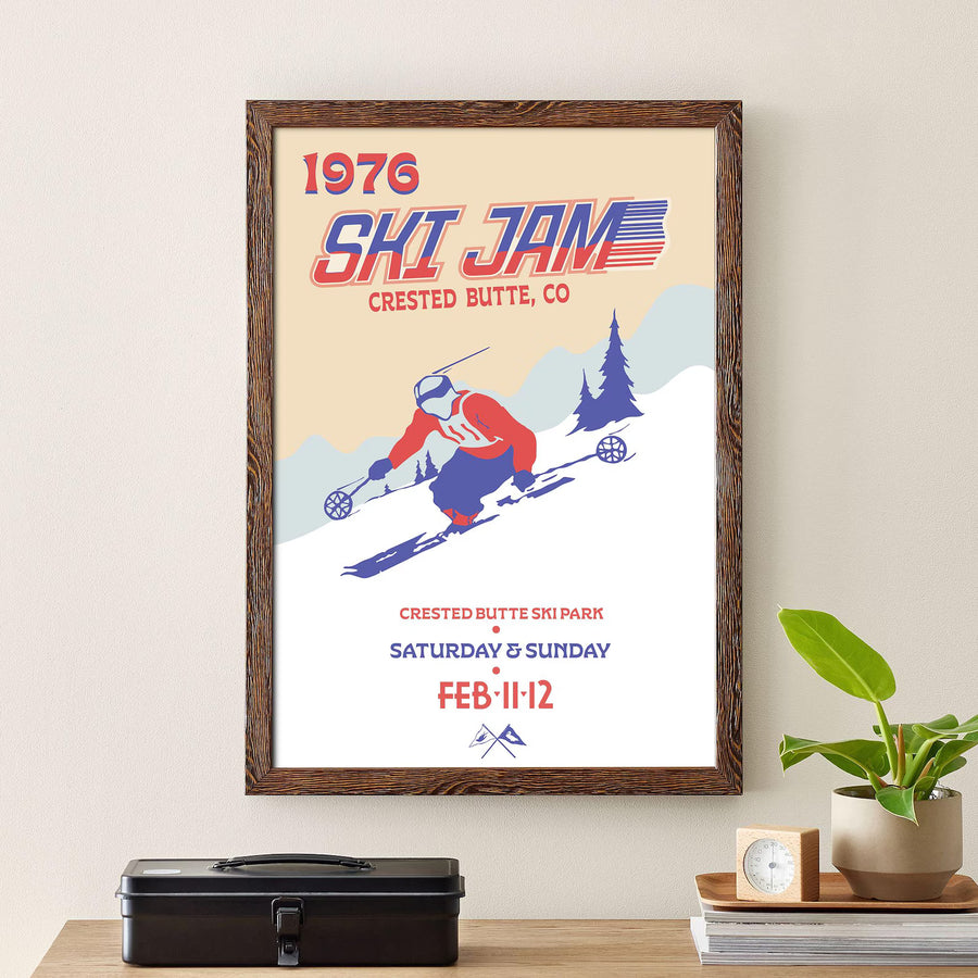 Retro Ski Resort Wall Art Vintage Crested Butte CO Ski Jam 1976 Print