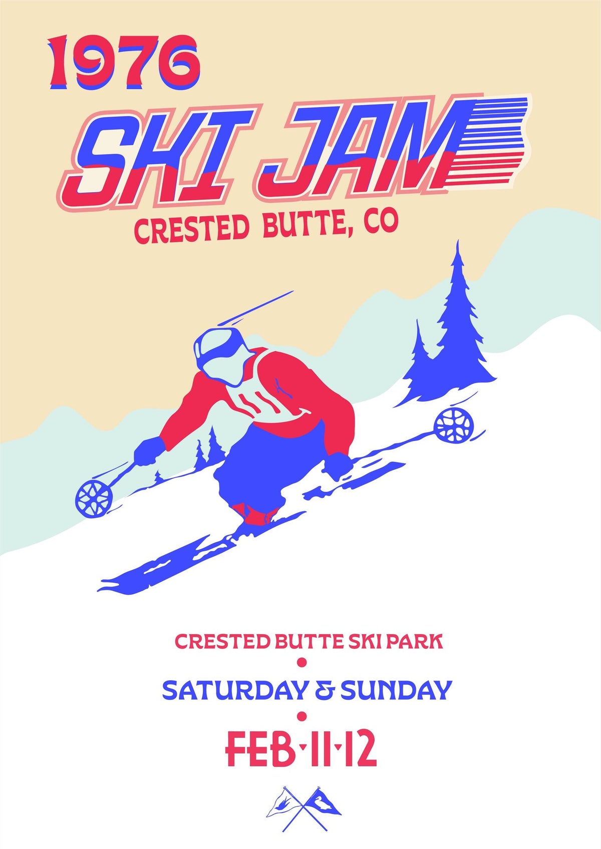 Retro Ski Resort Wall Art Vintage Crested Butte CO Ski Jam 1976 Print