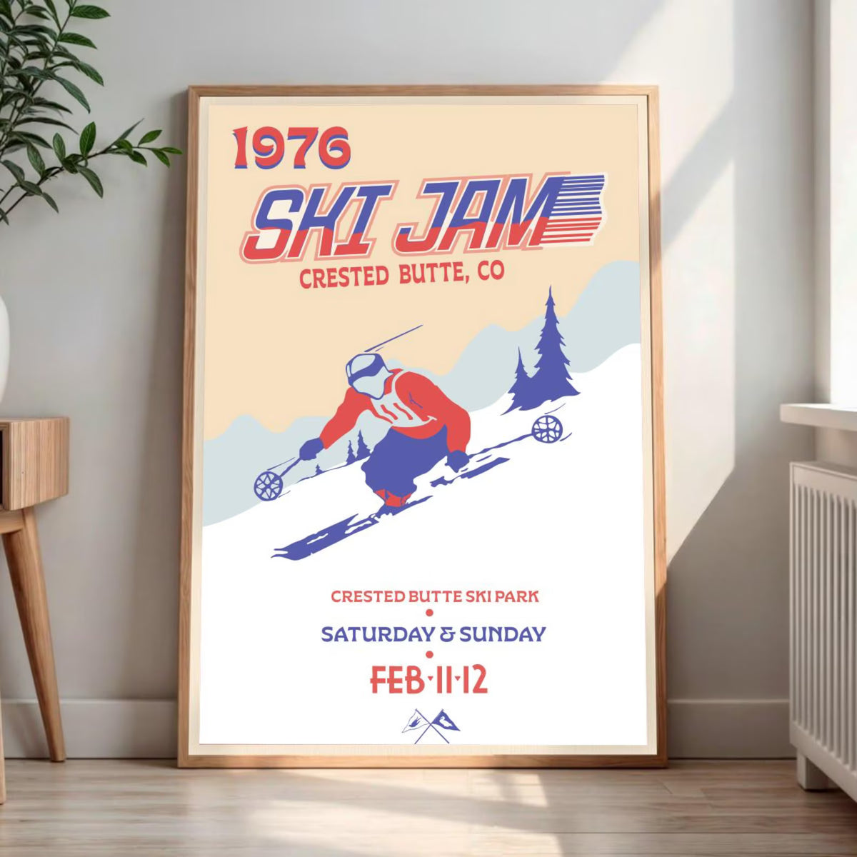 Retro Ski Resort Wall Art Vintage Crested Butte CO Ski Jam 1976 Print