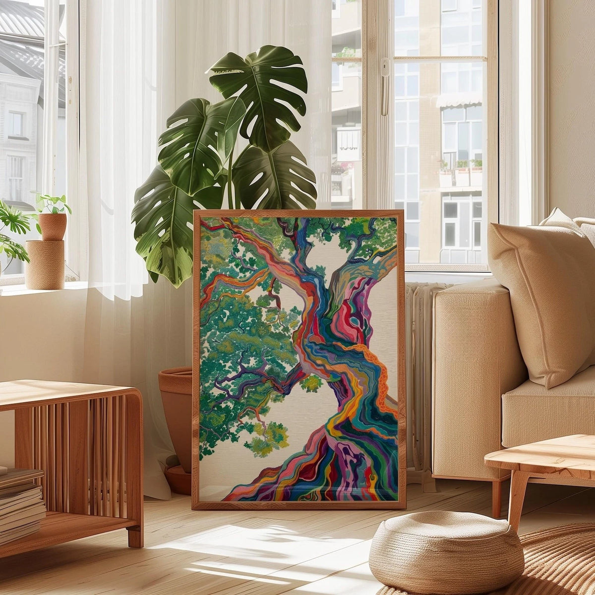 Colorful Tree of Life Poster - Modern Abstract Nature Canvas Print - Vibrant Artwork for Living Room & Bedroom
