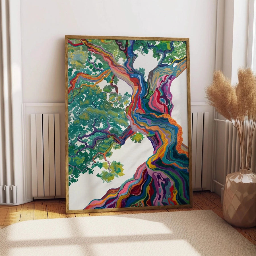 Colorful Tree of Life Poster - Modern Abstract Nature Canvas Print - Vibrant Artwork for Living Room & Bedroom