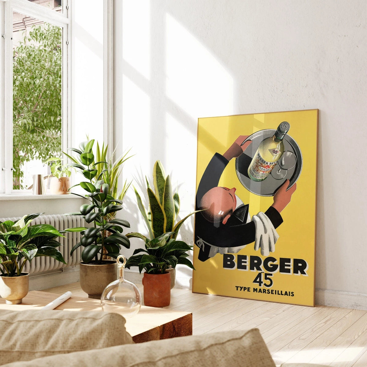Vintage French Liquor Poster - Berger 45 Waiter Art Print | Bar Cart Decor