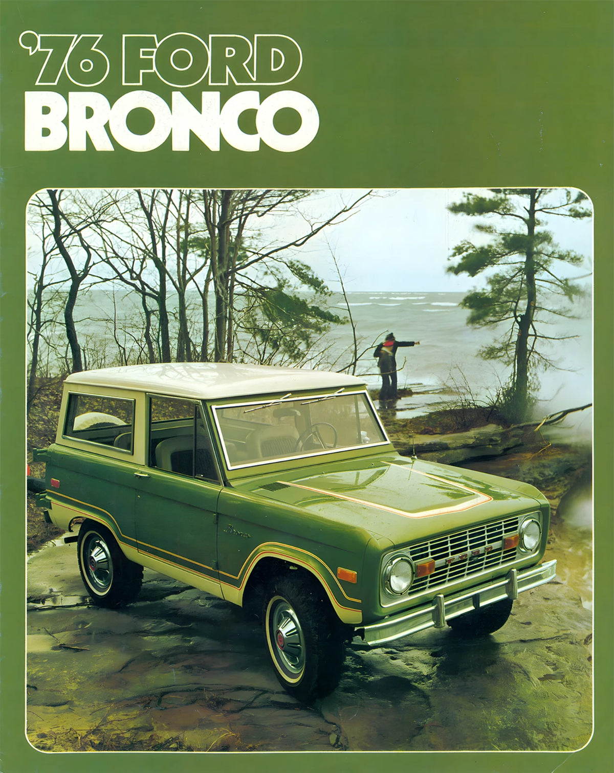 Classic Green Ford Bronco Print - Vintage 1970s Automotive Poster
