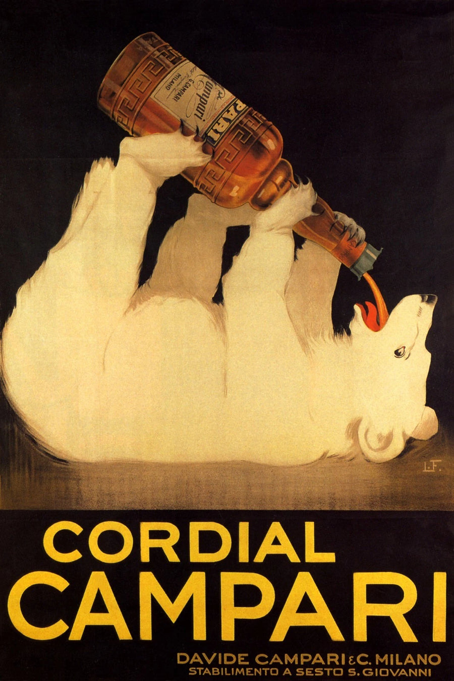 Vintage Cordial Campari Polar Bear Poster | Retro Italian Bar Cart Canvas