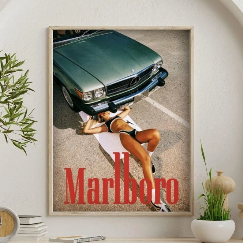 Vintage Marlboro Classic Car Poster | Retro 90s Aesthetic Wall Art Print
